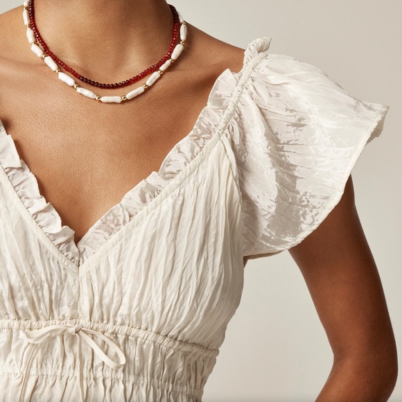 779. J. CREW Palermo dress in viscose-blend crinkle Natural Cream $158 NWT Small - Picture 4 of 7